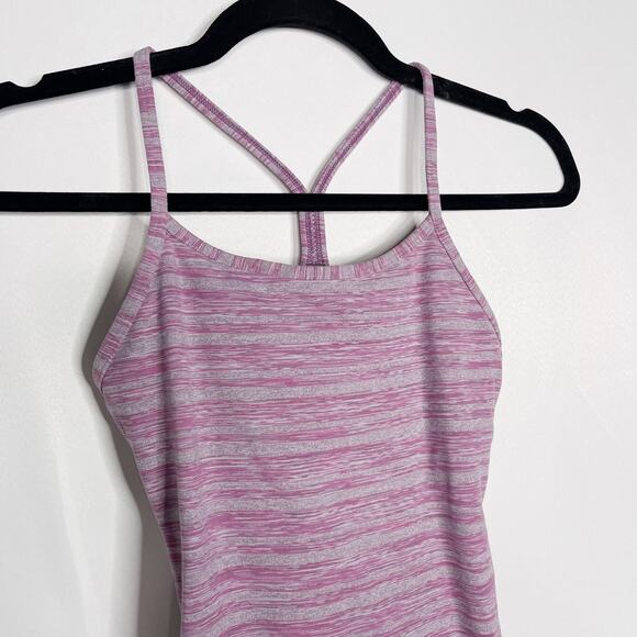 Lululemon Womens 2 Purple Mauve Power Y Tank Luon Built In Bra Stripes Galore - Picture 3 of 8